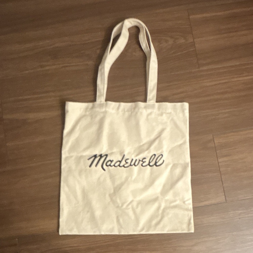Madewell Beige Canvas Tote Bag Graphic Print Bien Fait Reusable Shopping